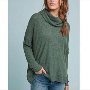 Anthropologie Cowl Soft Comfy Sweater oversized Green Womens Small